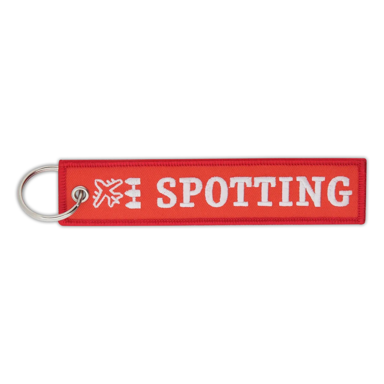 Красная ремувка с вышитой надписью, значком самолёта и кольцом