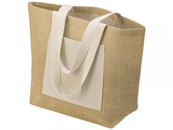 Сумка Jute джутовая с широким дном и карманом